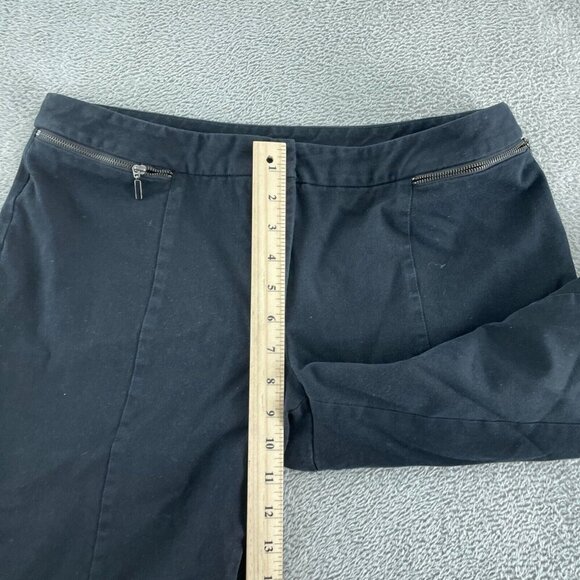 Alfani Womens Black Slim Fit Pants With Zipper Pockets Size 12 Short 5843 - Picture 4 of 9
